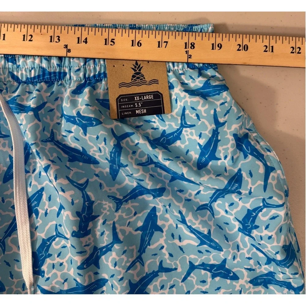 Chubbies Swim‎ Trunks Men XXL Blue Shark Sides 5.5